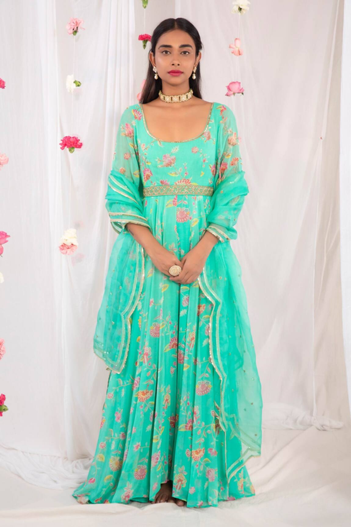 Esha Koul Floral Print Anarkali Set