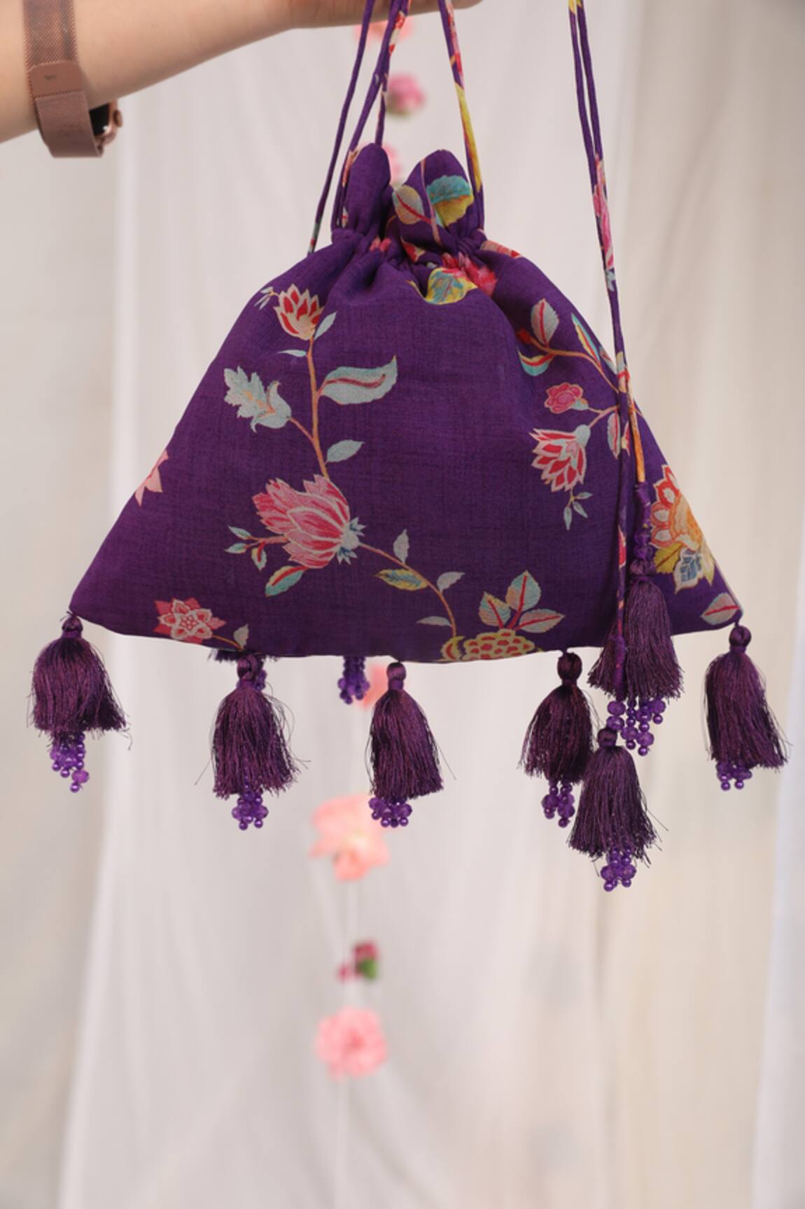 Esha Koul Floral Print Potli Bag 