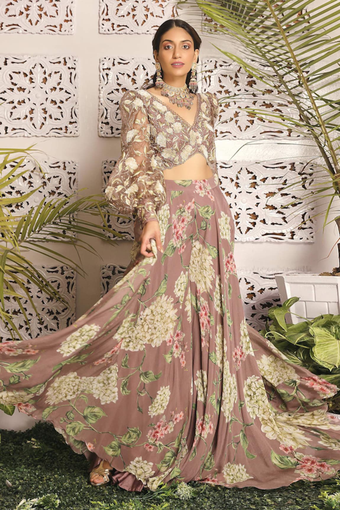 Sachkiran Bimbra Embroidered Blouse & Palazzo Set