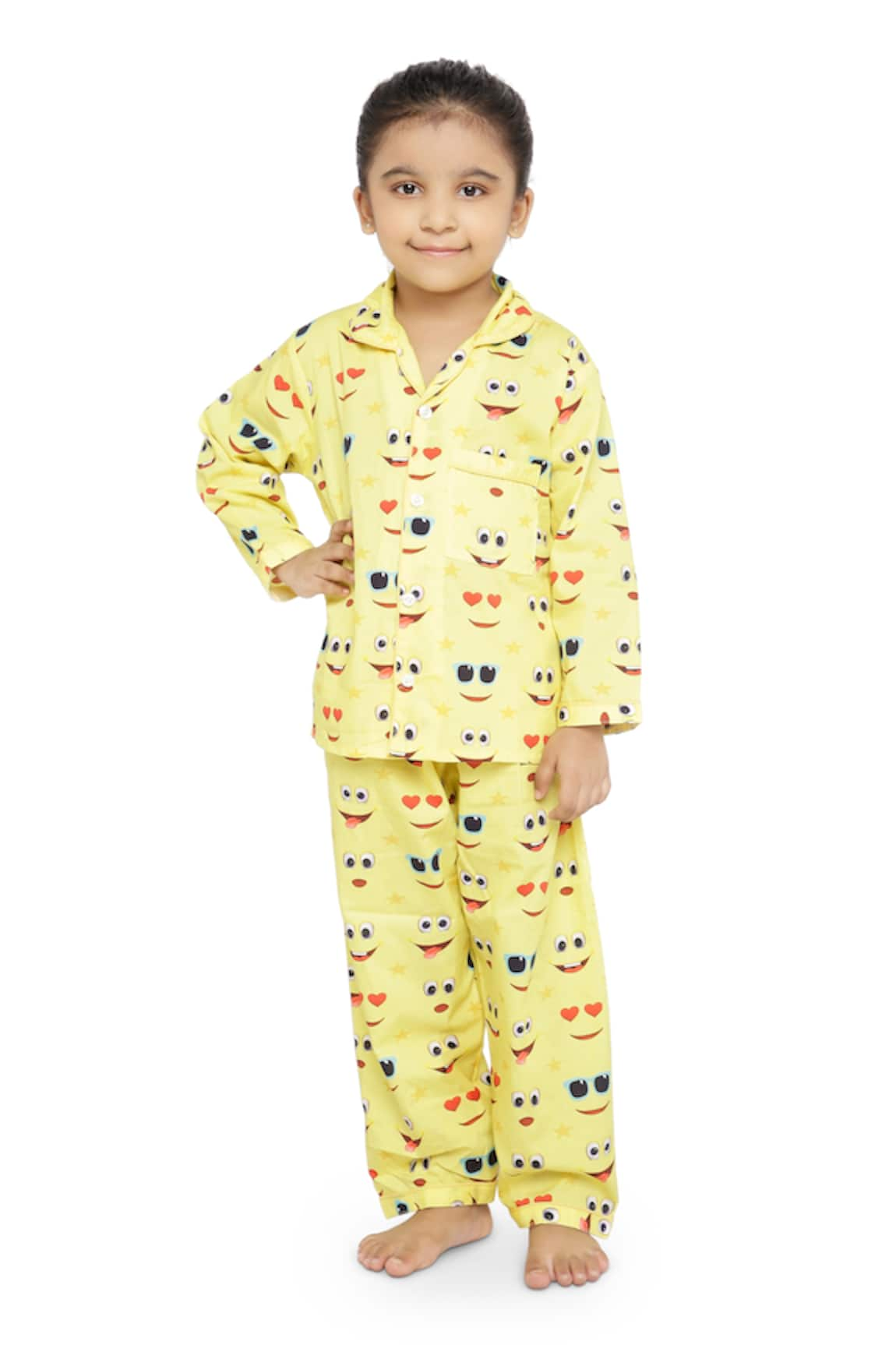 Knitting Doodles Cotton Emoji Print Night Suit