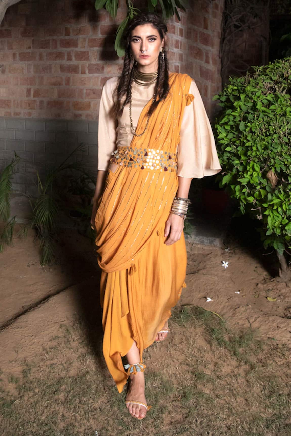 Enech Embellished Pre-Draped Saree