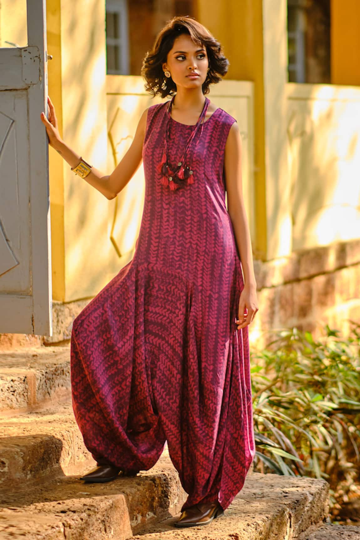 Enech Tie & Dye Draped Jumpsuit