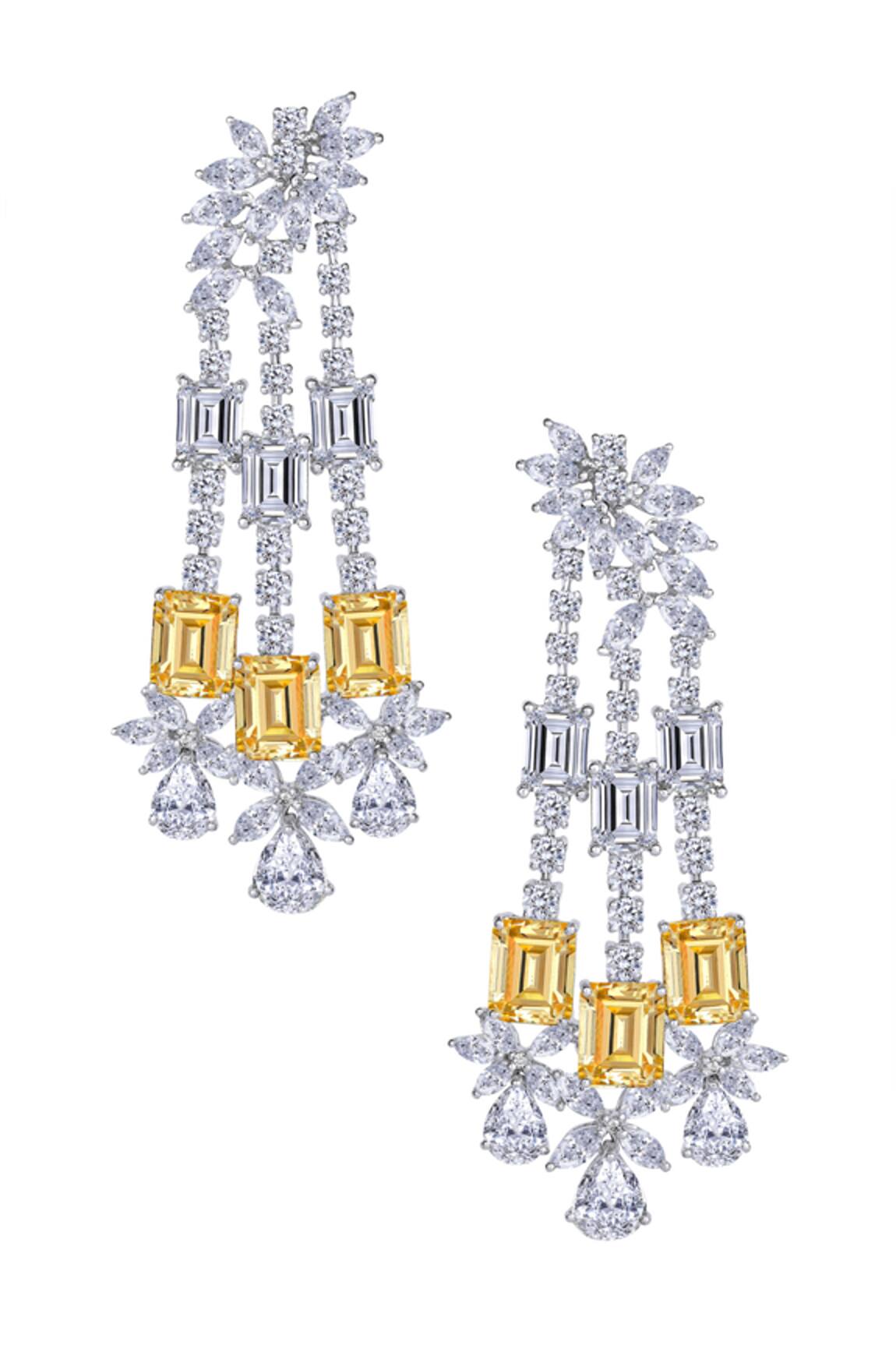DIOSA PARIS JEWELLERY Floral Swarovski Zirconia Danglers 
