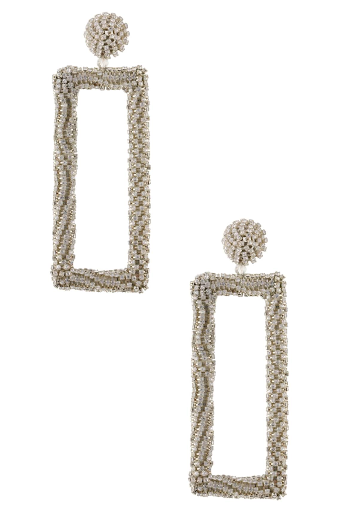 Raya by Vijeta R Crystal Rectangular Earrings