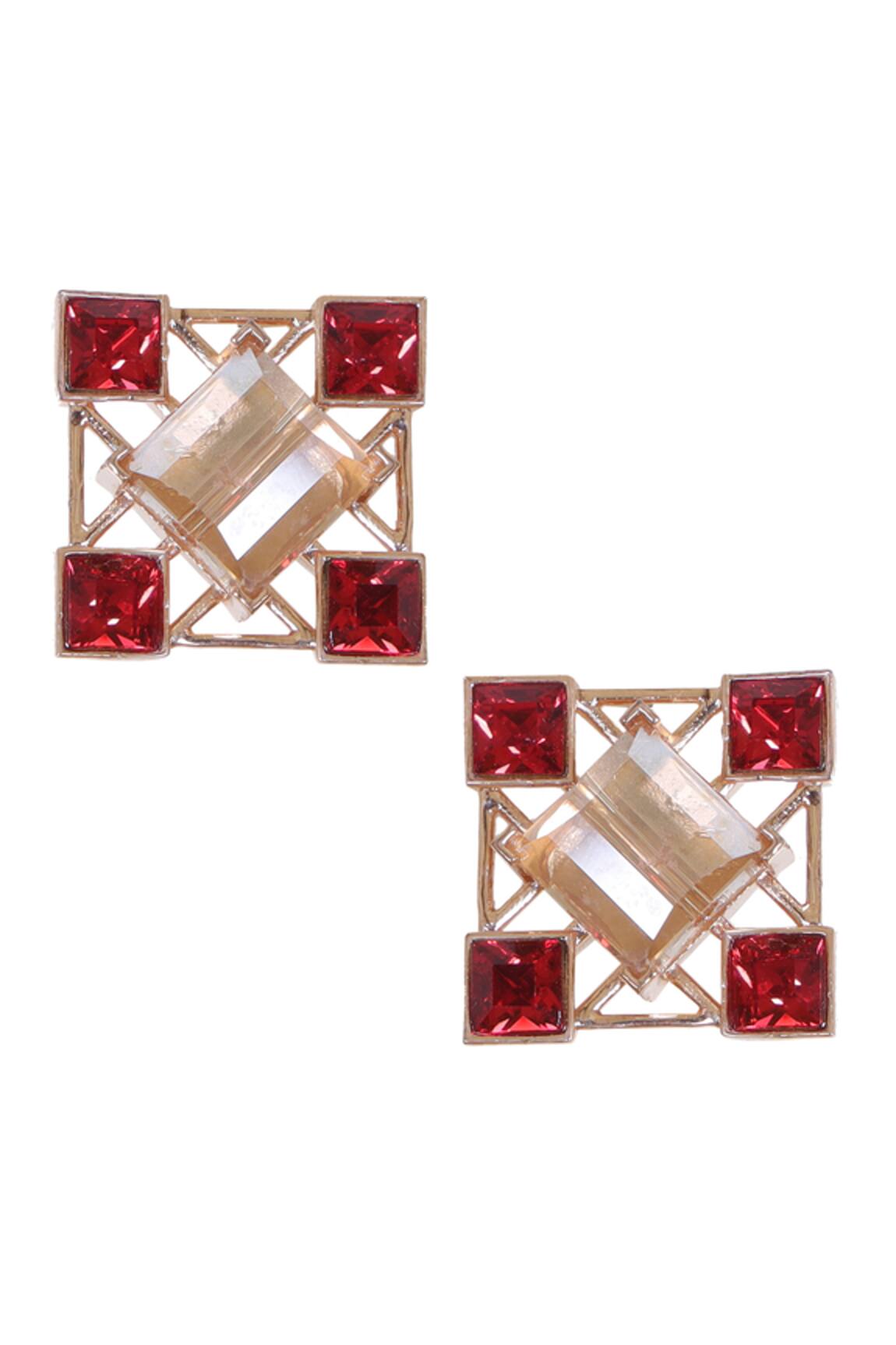 Esme By Aashna Dalmia Geometric Crystal Stud Earrings