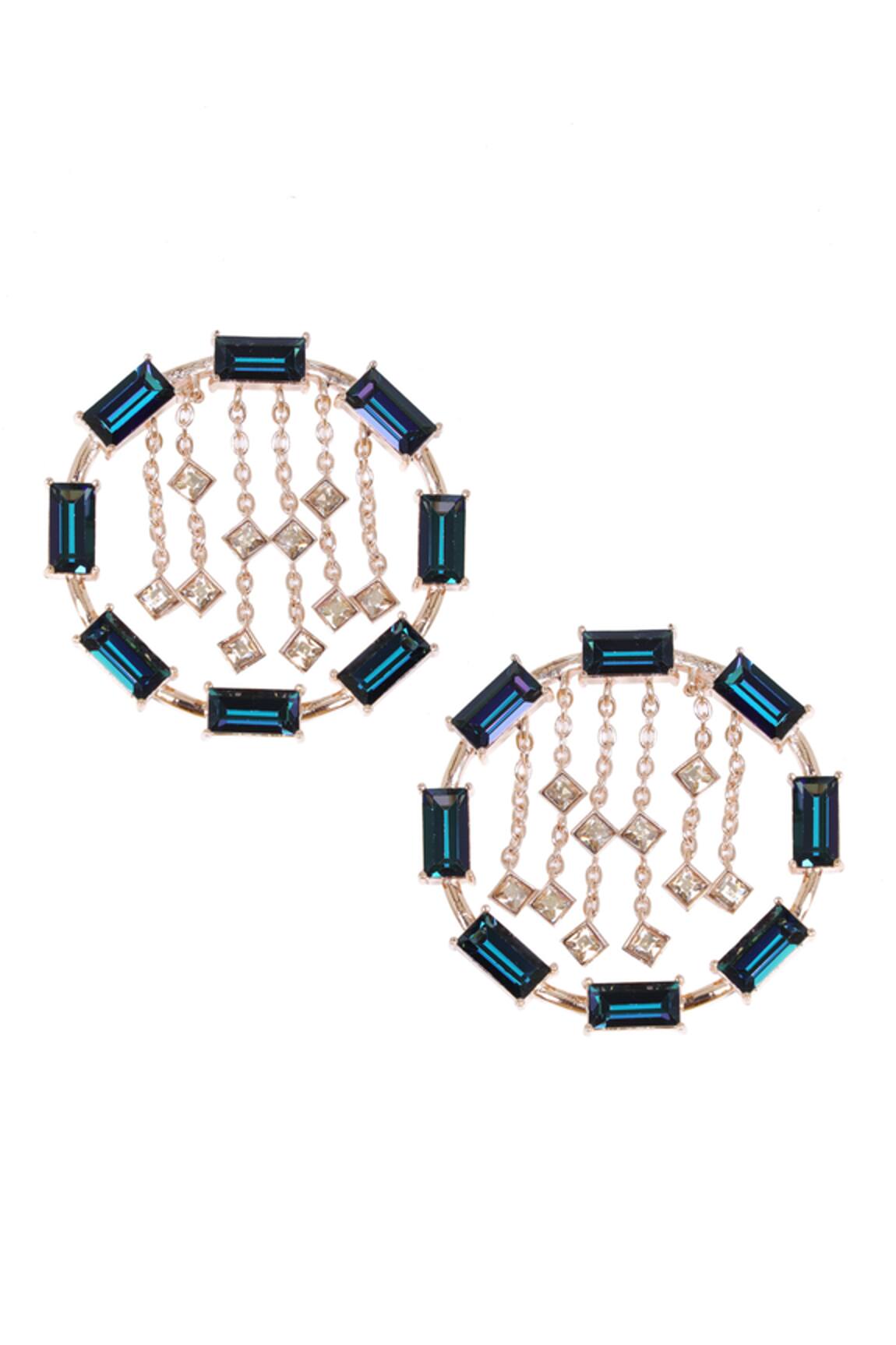 Esme By Aashna Dalmia Crystal Chain Stud Earrings