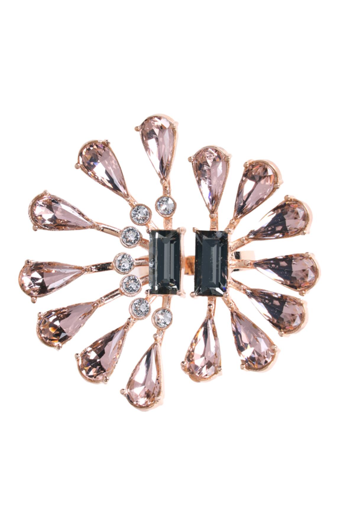 Esme by Aashna Dalmia Floral Crystal Ring 