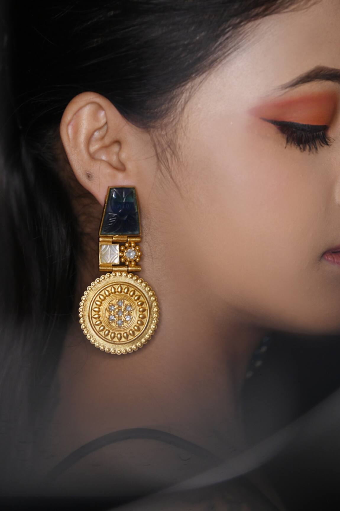 The Bling Girll Filigree Motif Stone Studded Handcrafted Earrings 