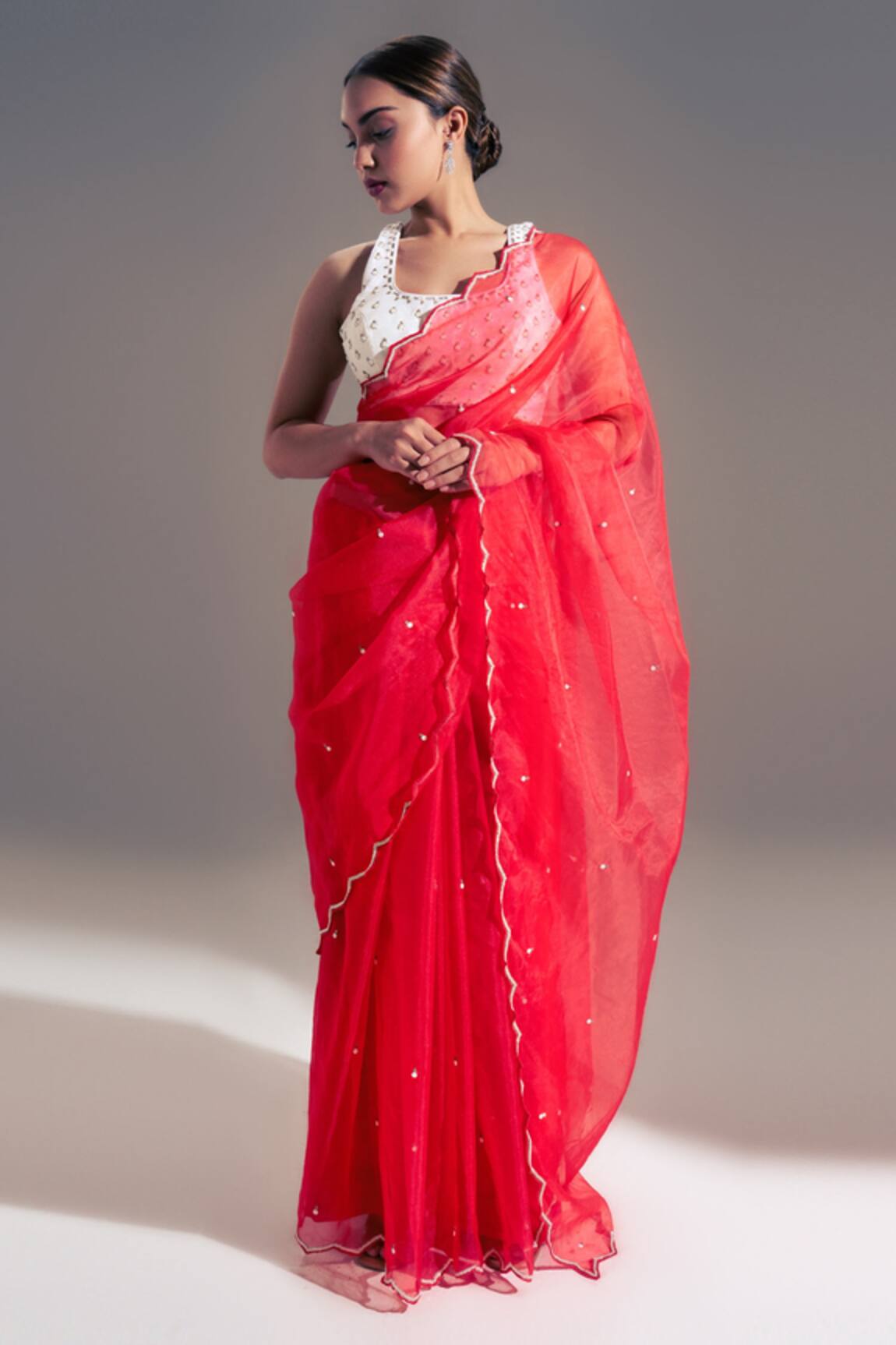 Shloka Sudhakar Organza Saree With Embroidered Blouse