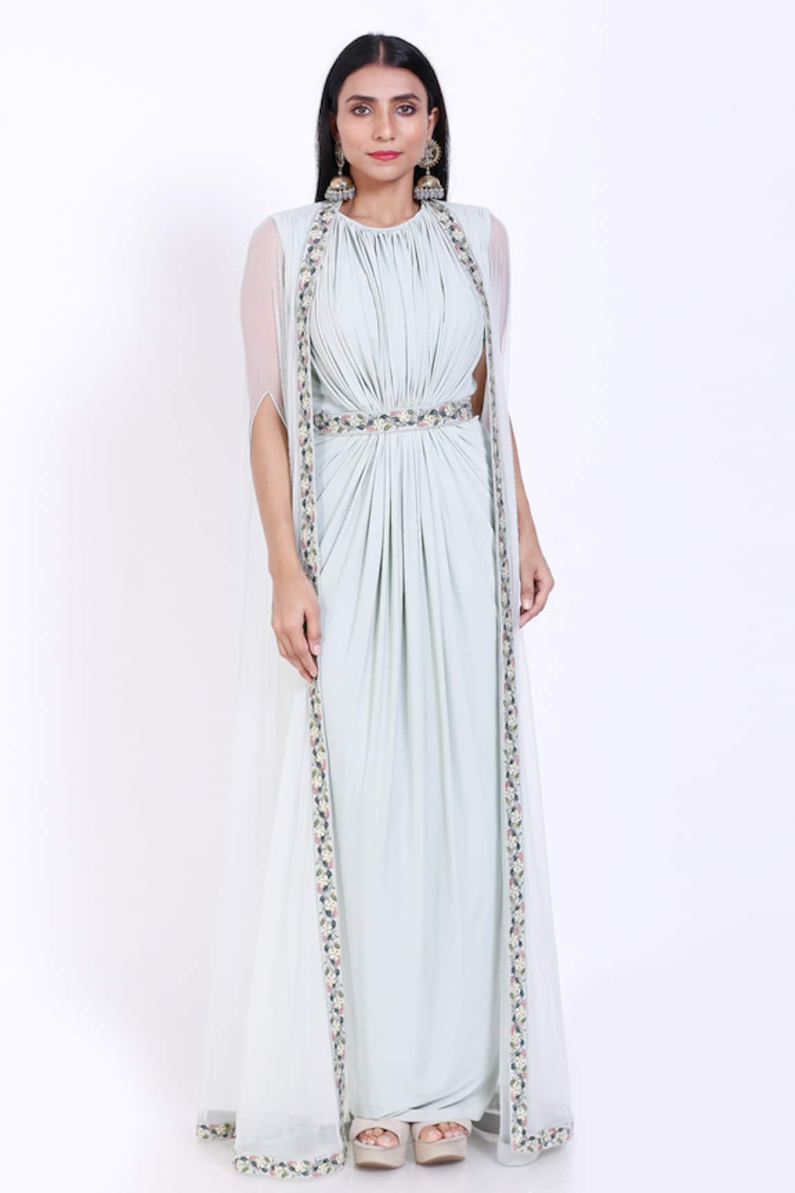 Vedangi Agarwal Pleated Gown with Cape