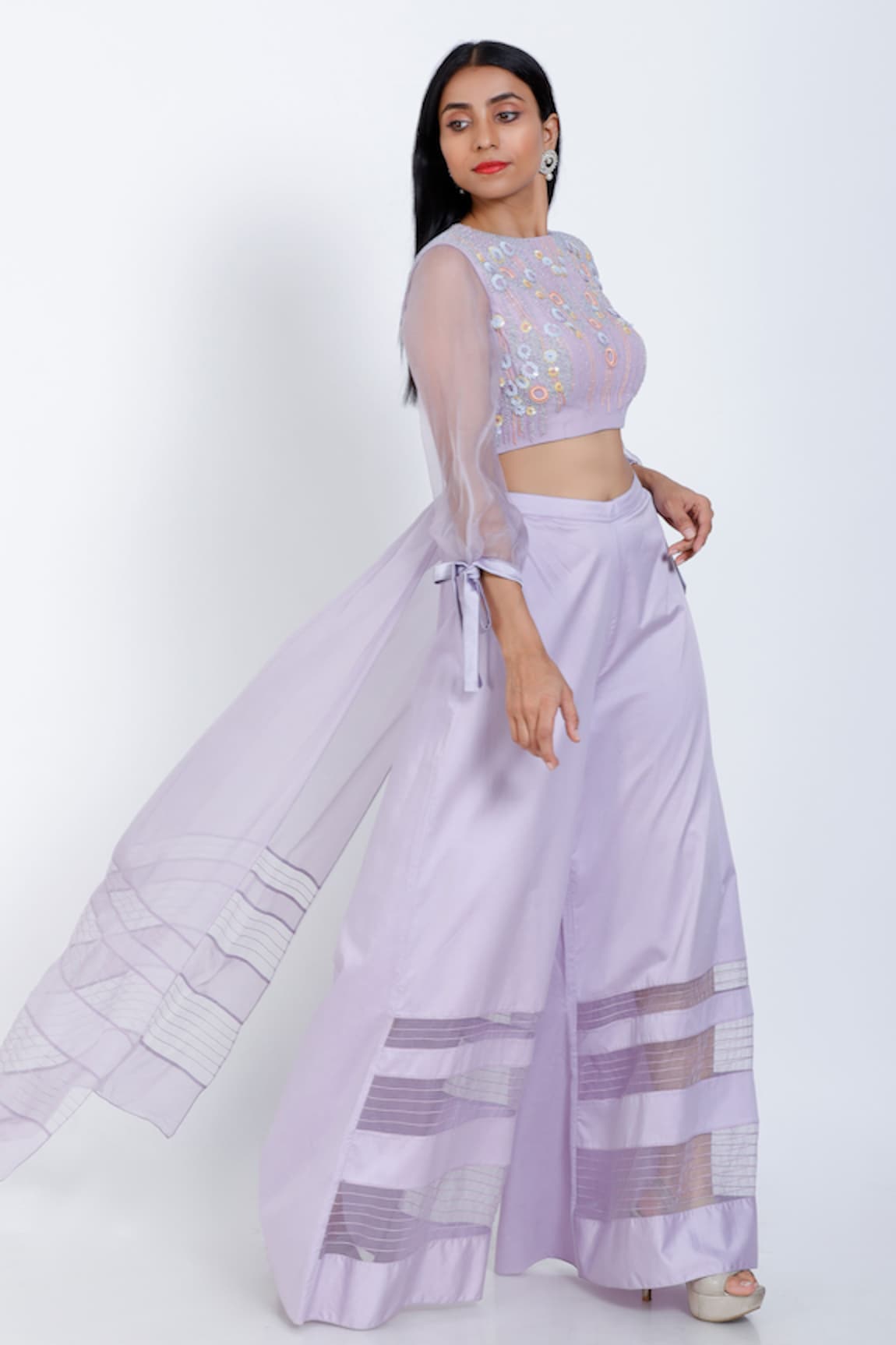 Vedangi Agarwal Embroidered Asymmetric Top & Palazzo Set