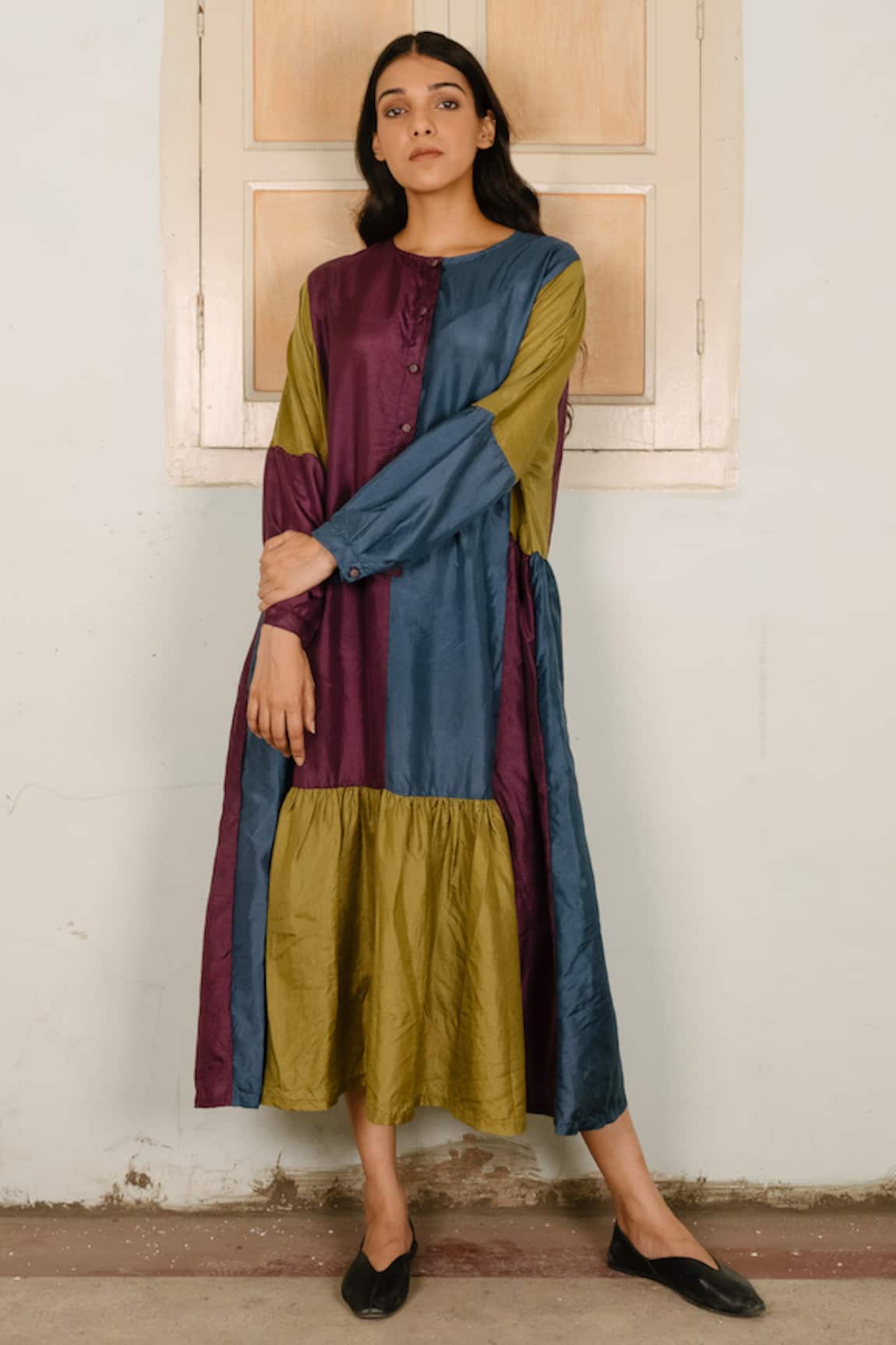 Ayaka Color Block Tiered Dress 