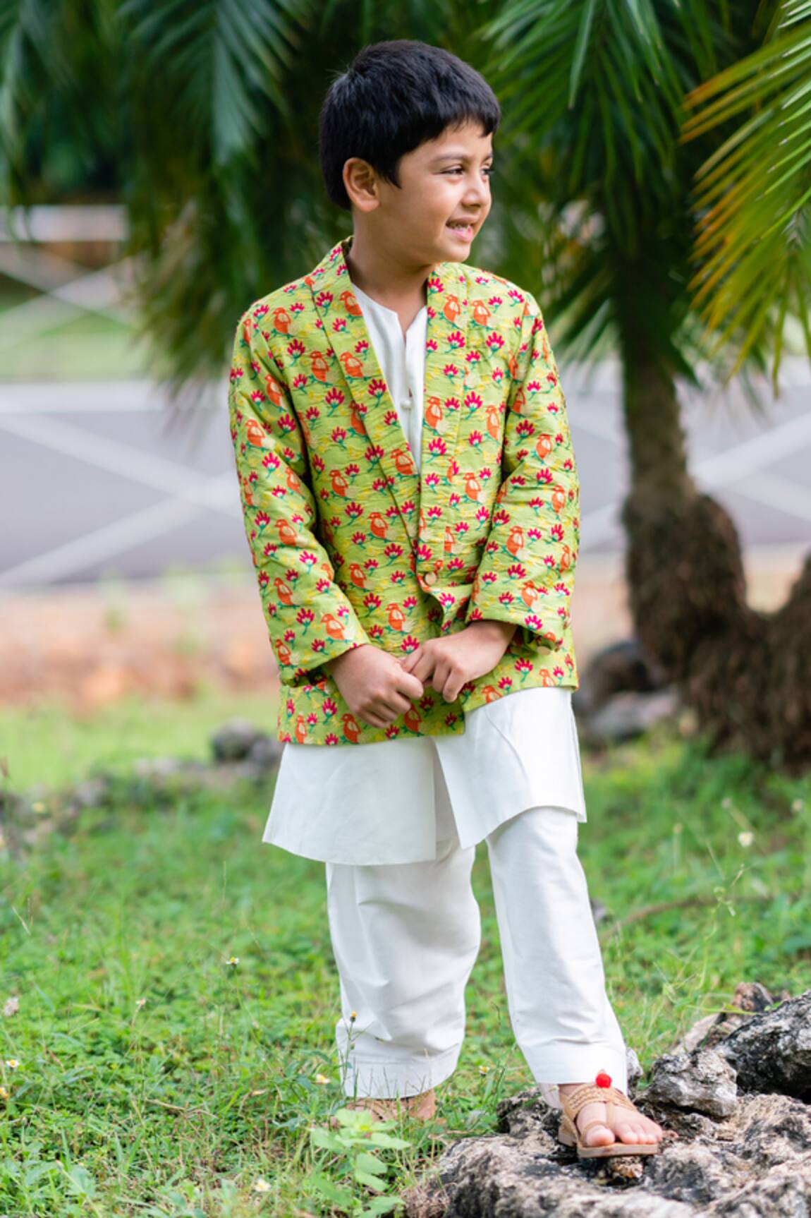 Little Luxury Brocade Jacket & Kurta Set 