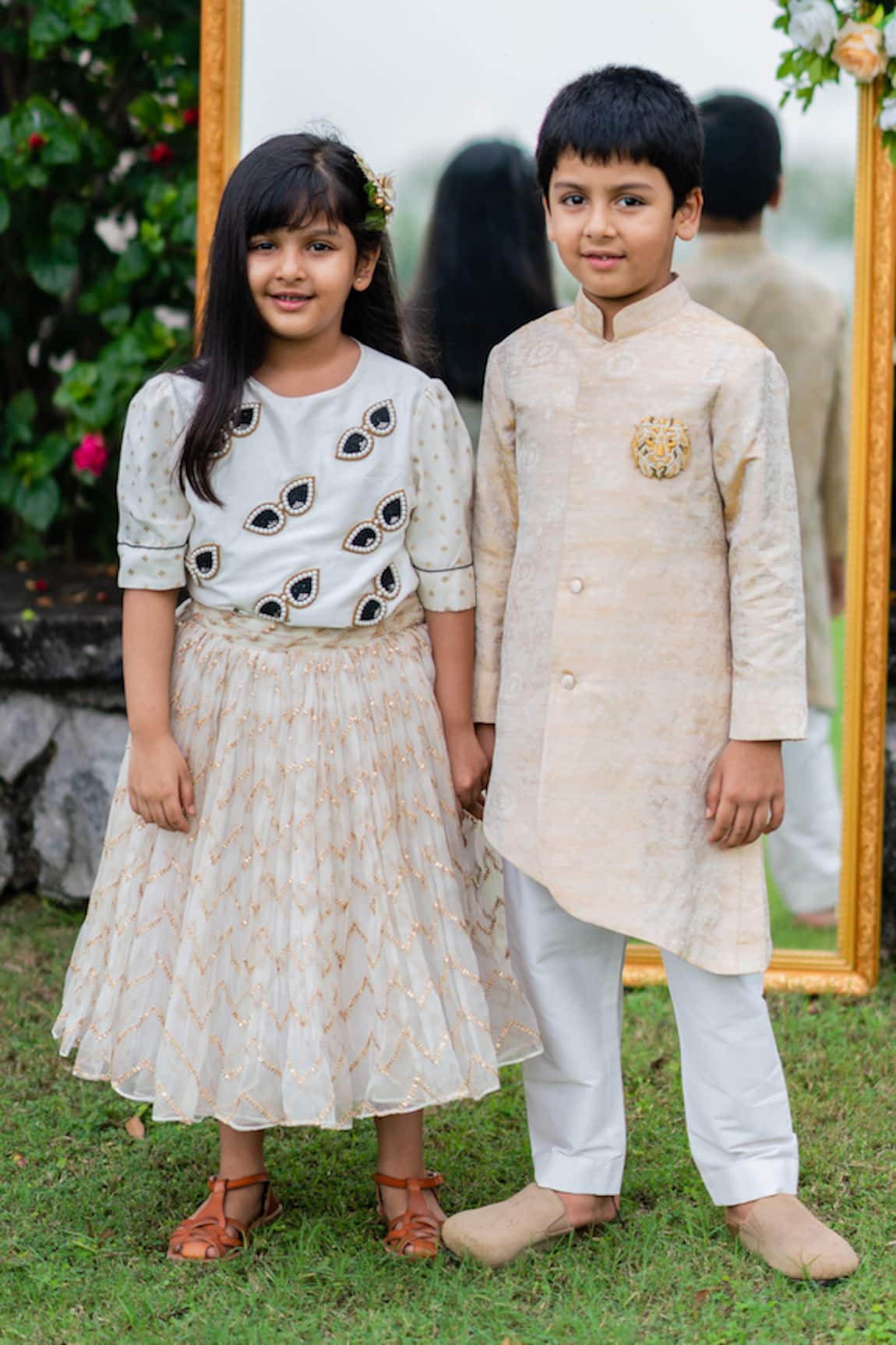 Little Luxury Silk Jacquard Sherwani Set 