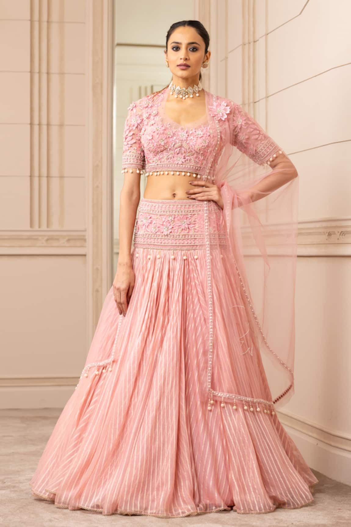 Tarun Tahiliani Striped Kalidar Lehenga Set 