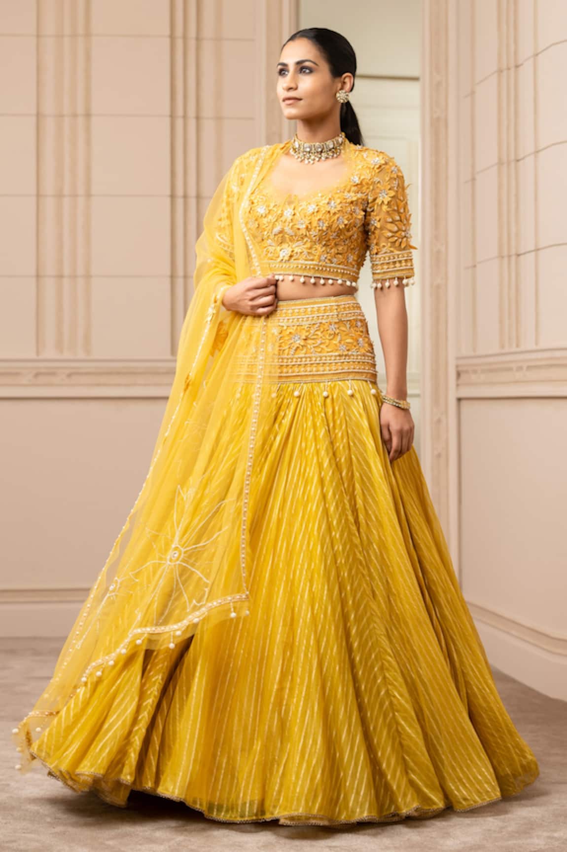 Tarun Tahiliani Striped Kalidar Lehenga Set 