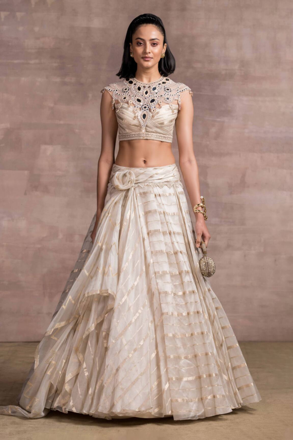 Tarun Tahiliani Draped Silk Organza Lehenga Set 