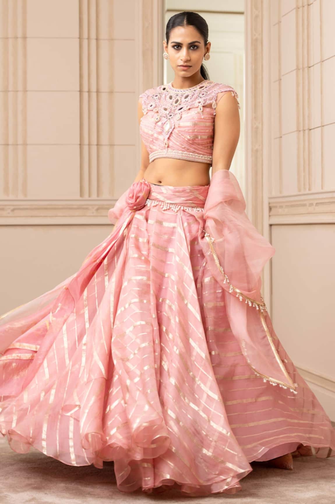 Tarun Tahiliani Cascade Draped Lehenga Set 