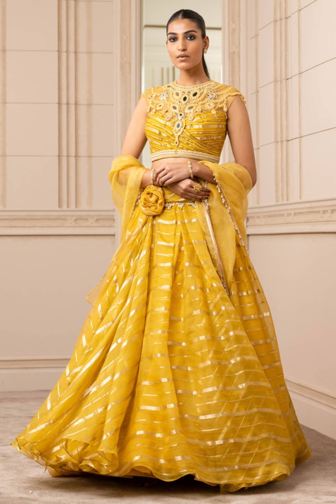 Tarun Tahiliani Cascade Draped Lehenga Set 