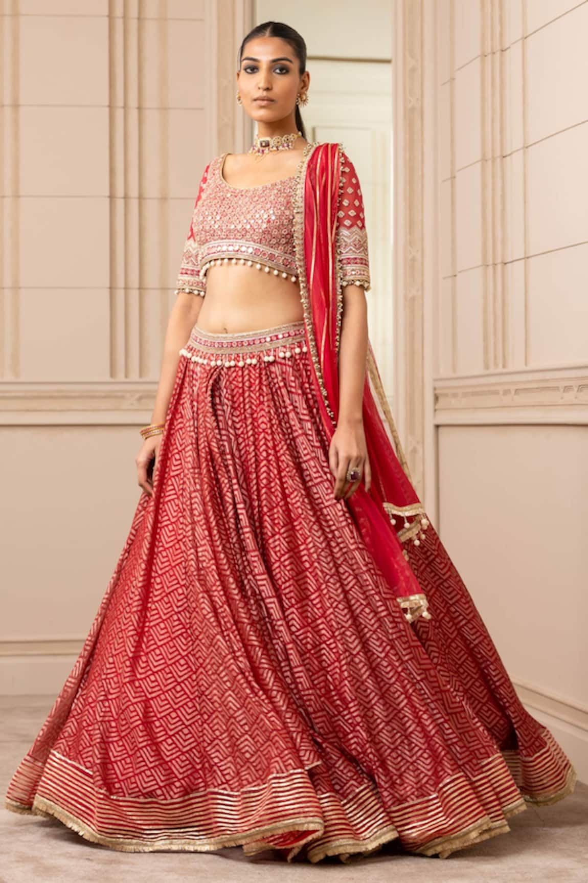 Tarun Tahiliani Silk Organza Brocade Lehenga Set 
