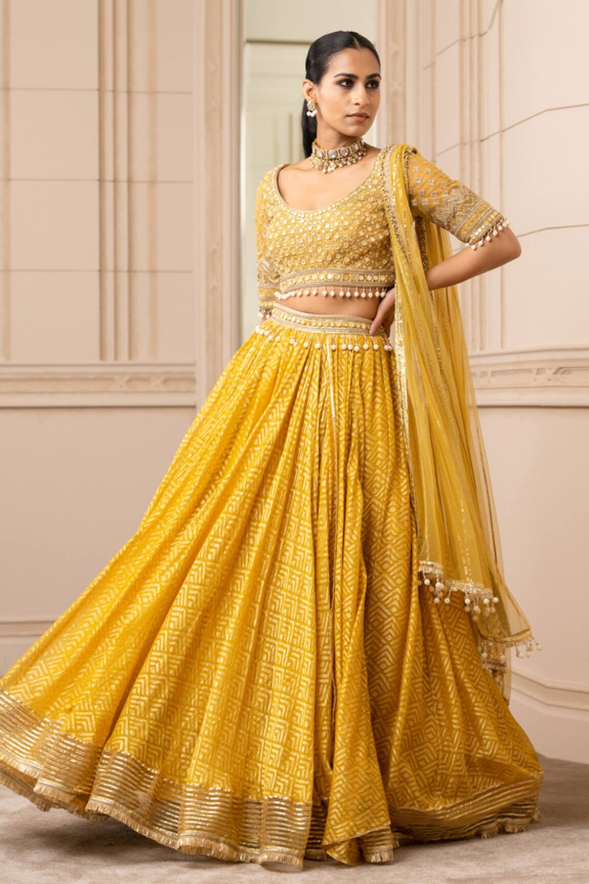 Tarun Tahiliani Silk Organza Brocade Lehenga Set 