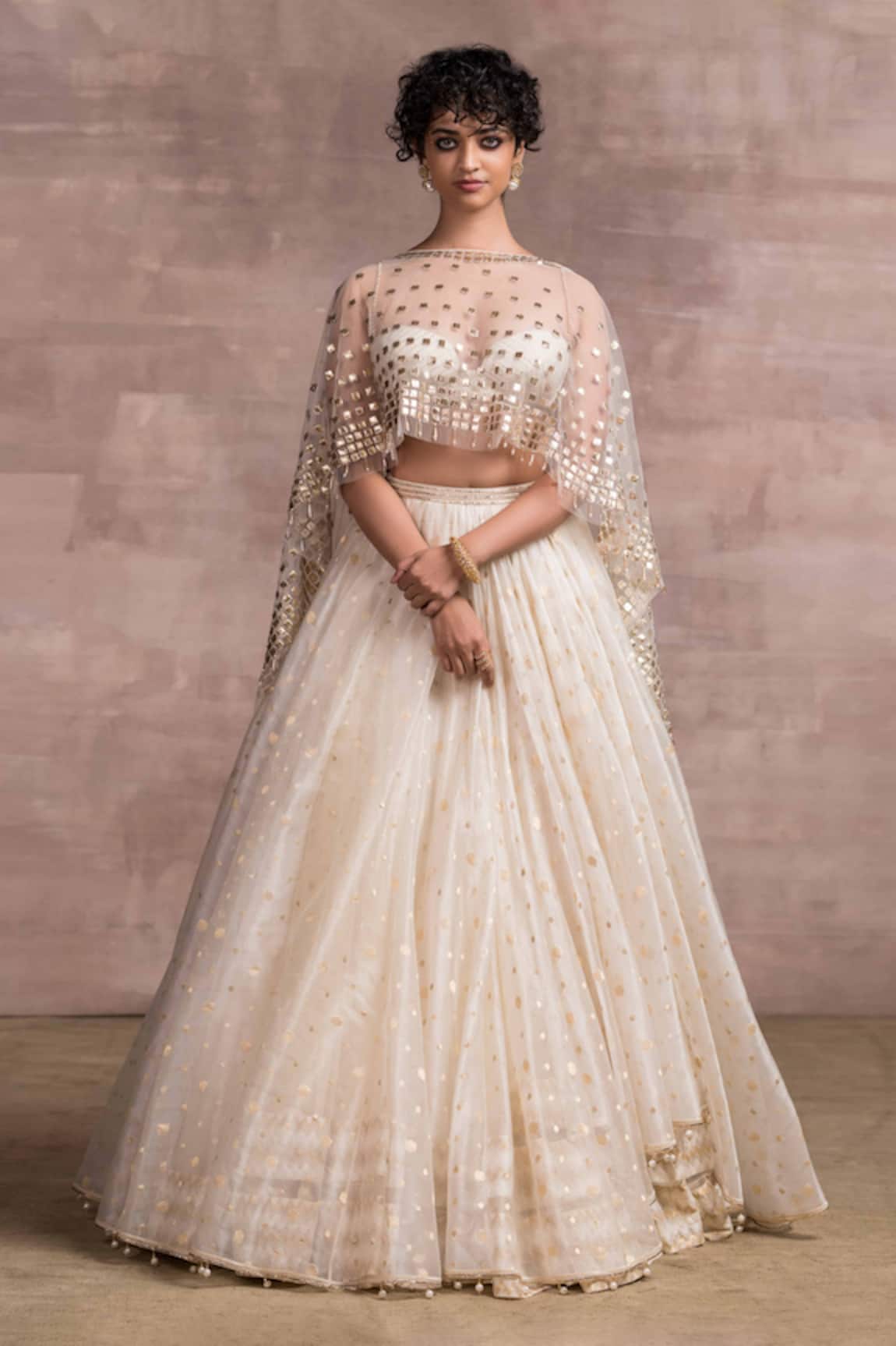 Tarun Tahiliani Asymmetric Cape & Lehenga Set 
