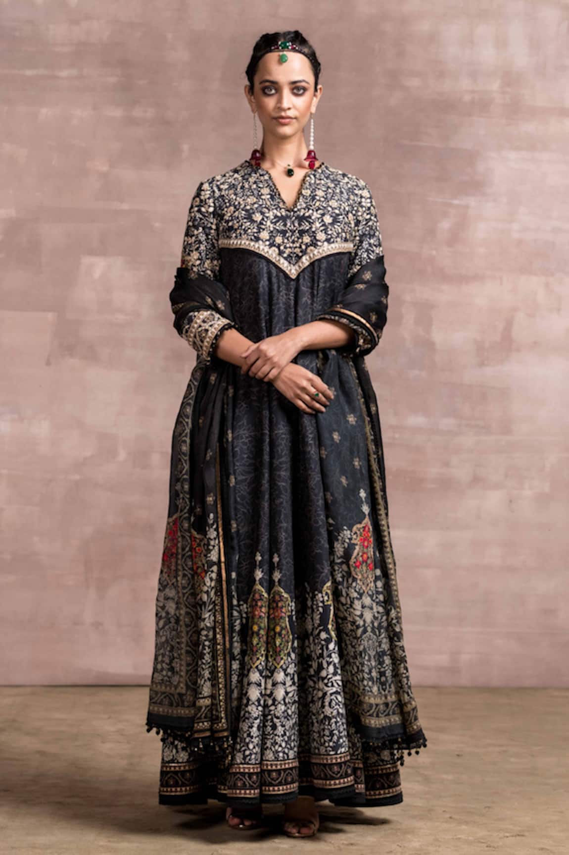Tarun Tahiliani Chanderi Kalidar Kurta Set 