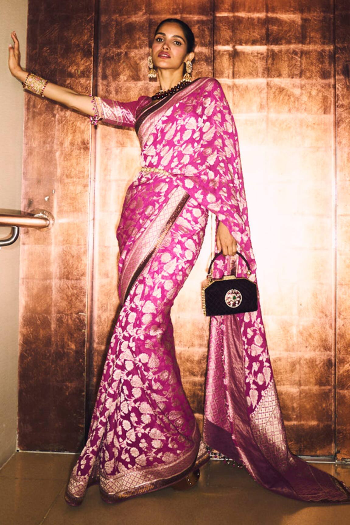 Tarun Tahiliani Brocade Saree With Blouse