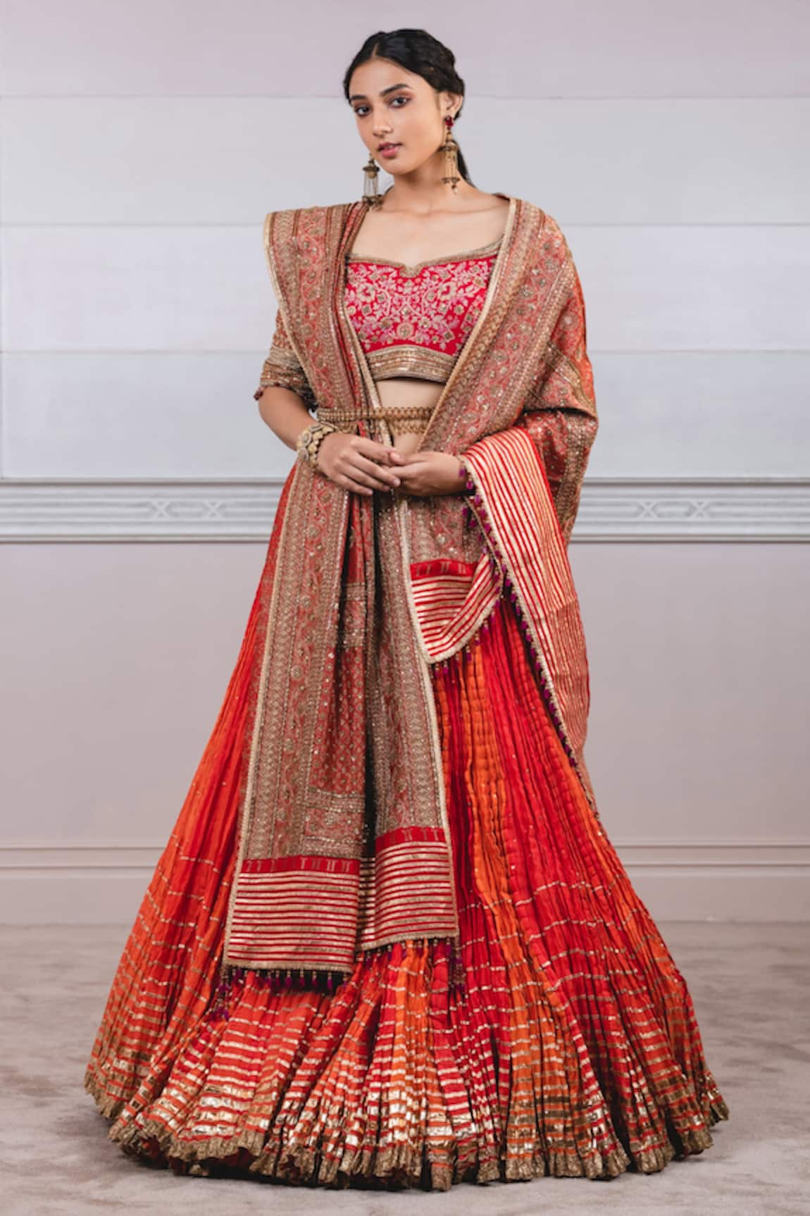 Tarun Tahiliani Crushed Chanderi Bridal Lehenga Set 
