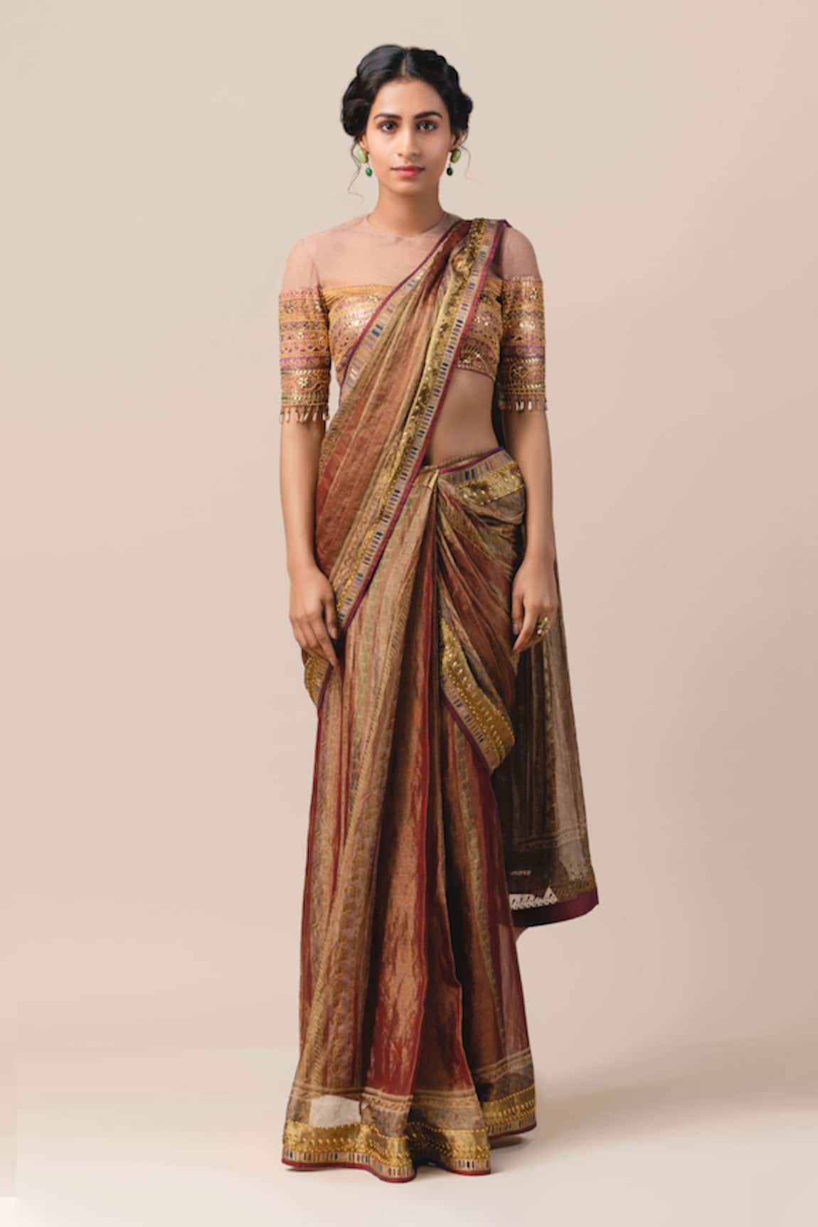 Tarun Tahiliani Printed Draped Saree with Blouse 