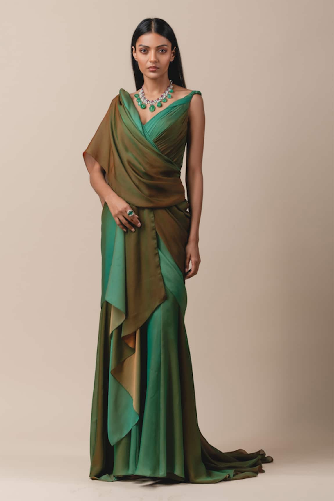 Tarun Tahiliani Draped Saree Gown