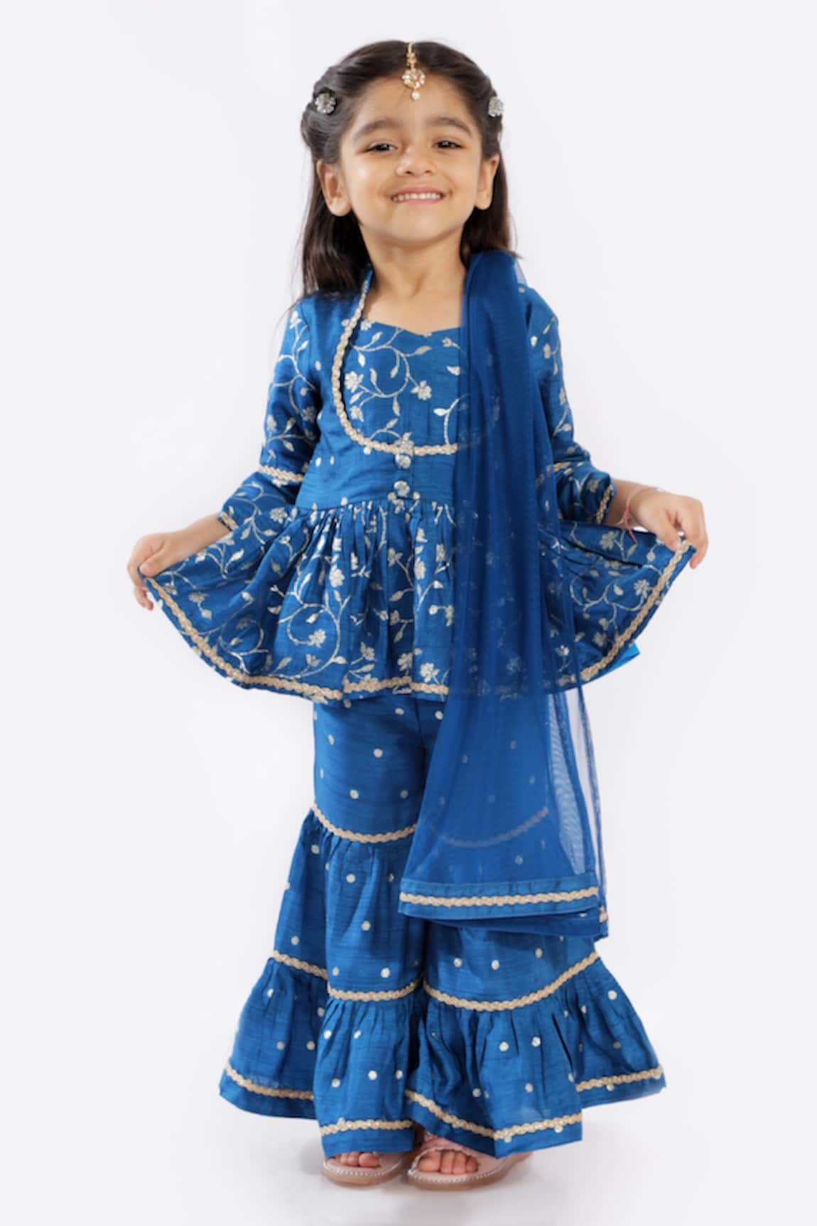 Free Sparrow Embroidered Peplum Kurta Set