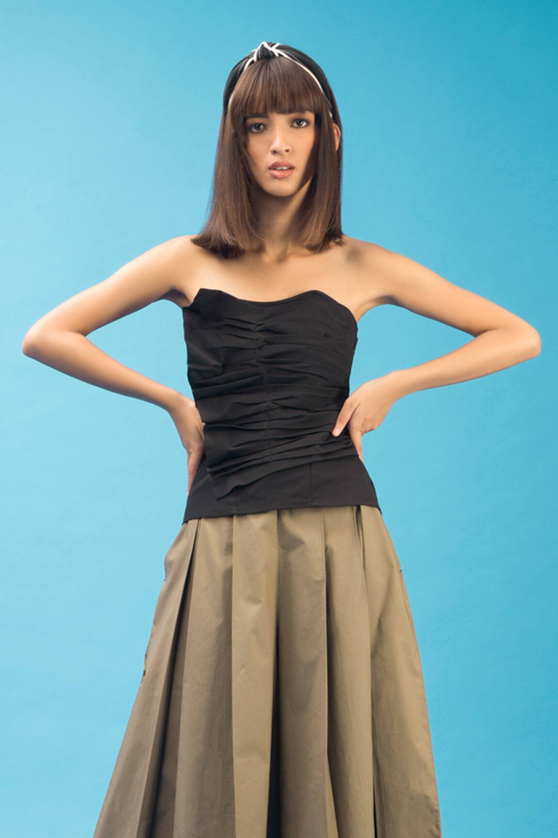 Chillosophy Pleated Bandeau Crop Top