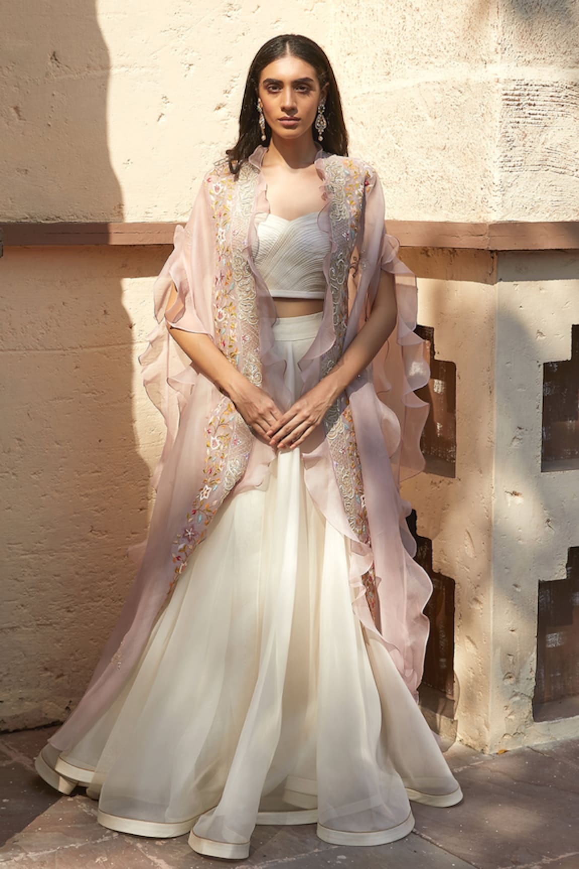 Radhika & Raghav Embroidered Cape Lehenga Set