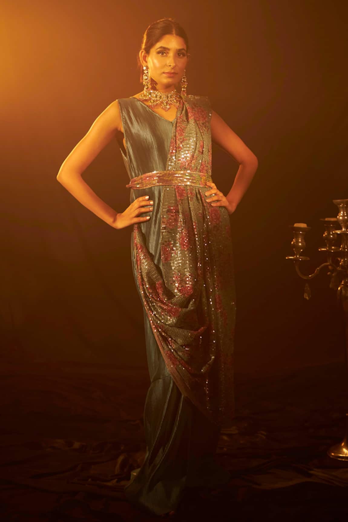 Tasuvure Indies Flavina Pre-Draped Saree Gown