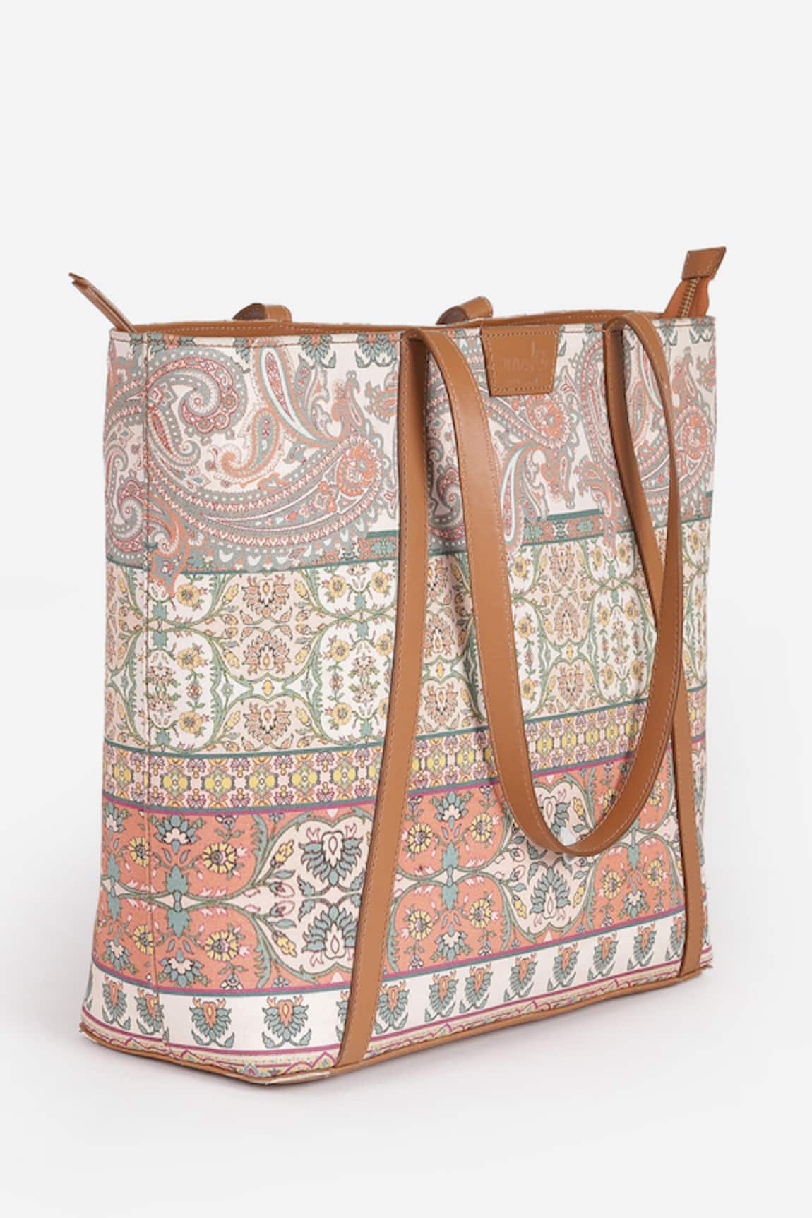 RITU KUMAR Tan Floral Print Tote Bag for Women