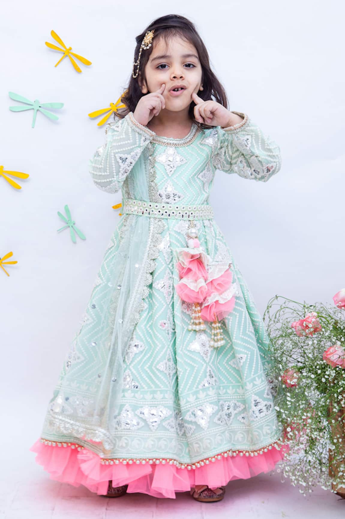FAYON KIDS Embroidered Anarkali with Dupatta