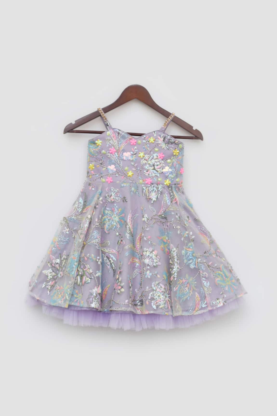 FAYON KIDS Sequin Embroidered Dress