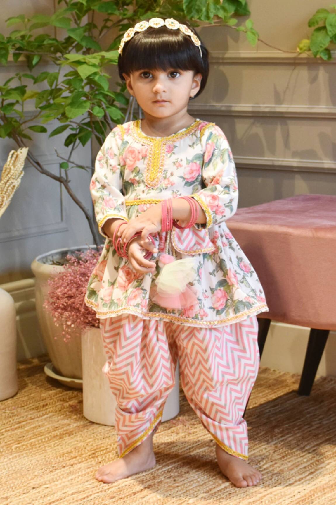 FAYON KIDS Peplum Kurta & Dhoti Pant Set 