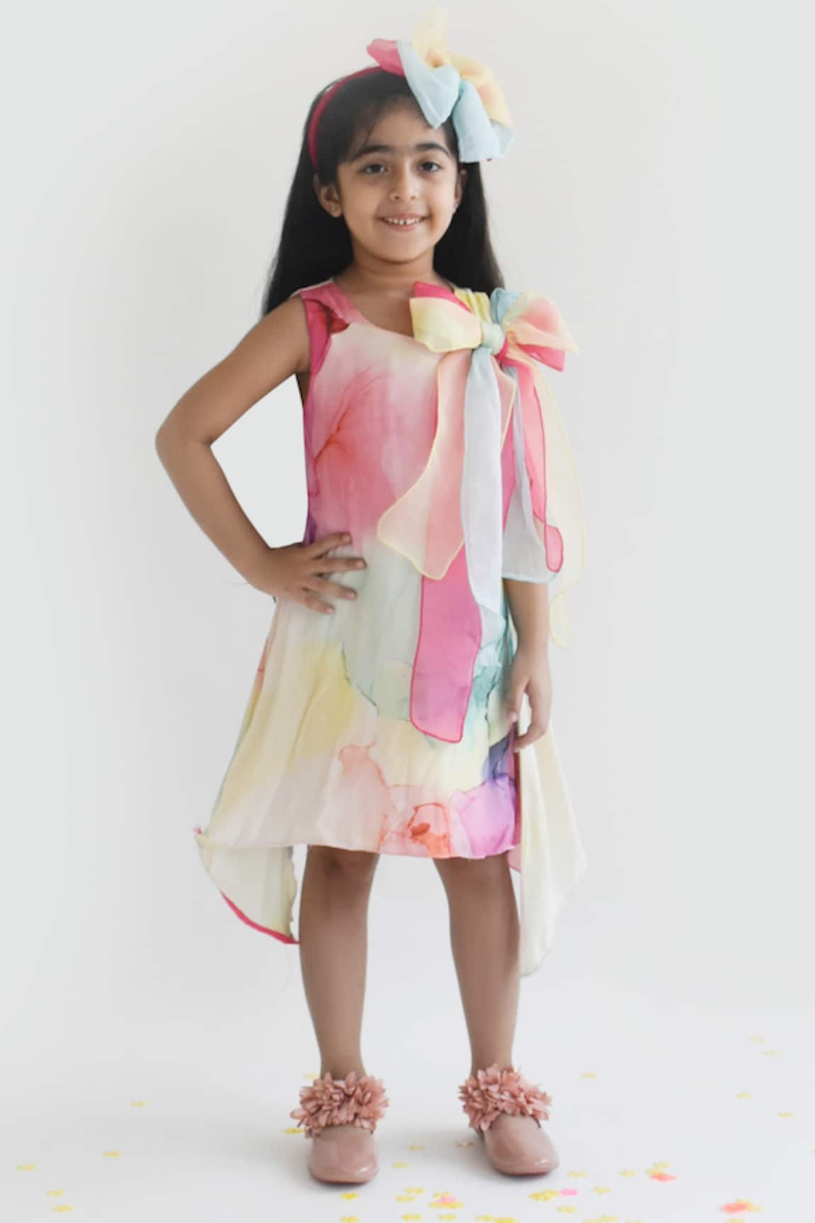FAYON KIDS Cotton Silk Printed Dress 