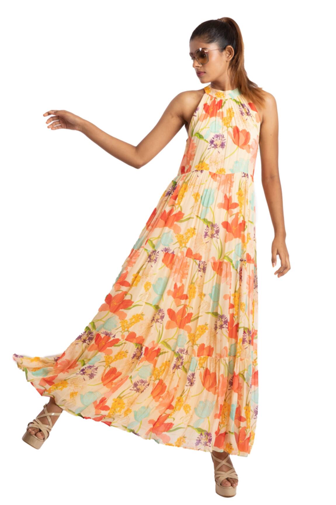 Seams Pret And Couture Floral Print Tiered Dress 