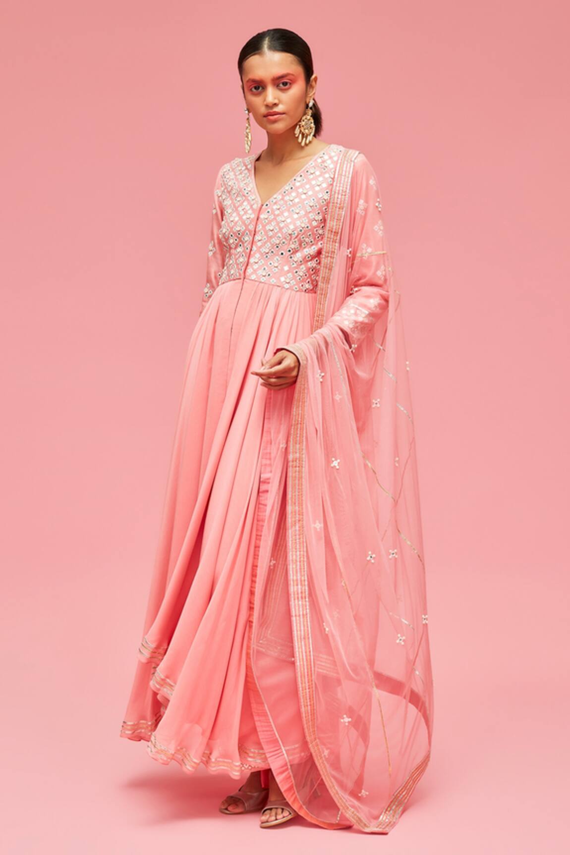 Nachiket Barve Mirror Embroidered Anarkali Set