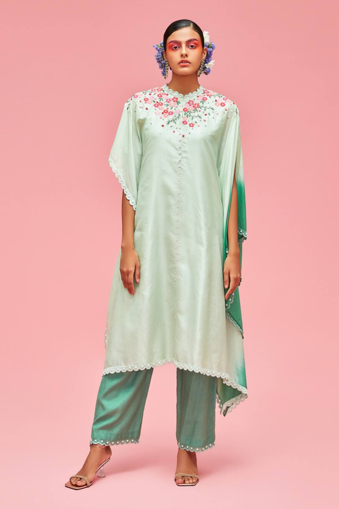Nachiket Barve Split Sleeve Kaftan Tunic & Palazzo Set