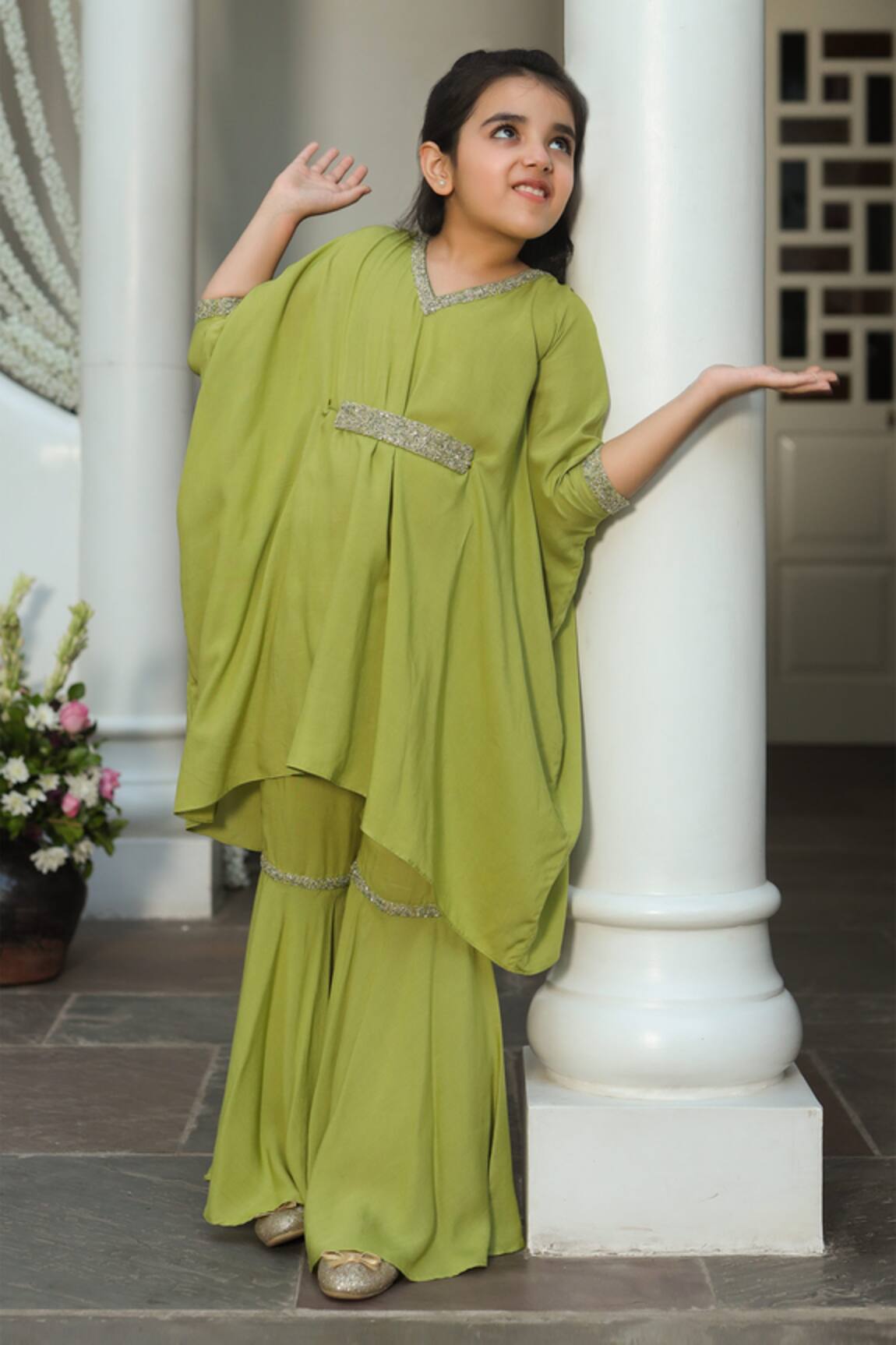 Littleens Masakali Embellished Kaftan & Sharara 