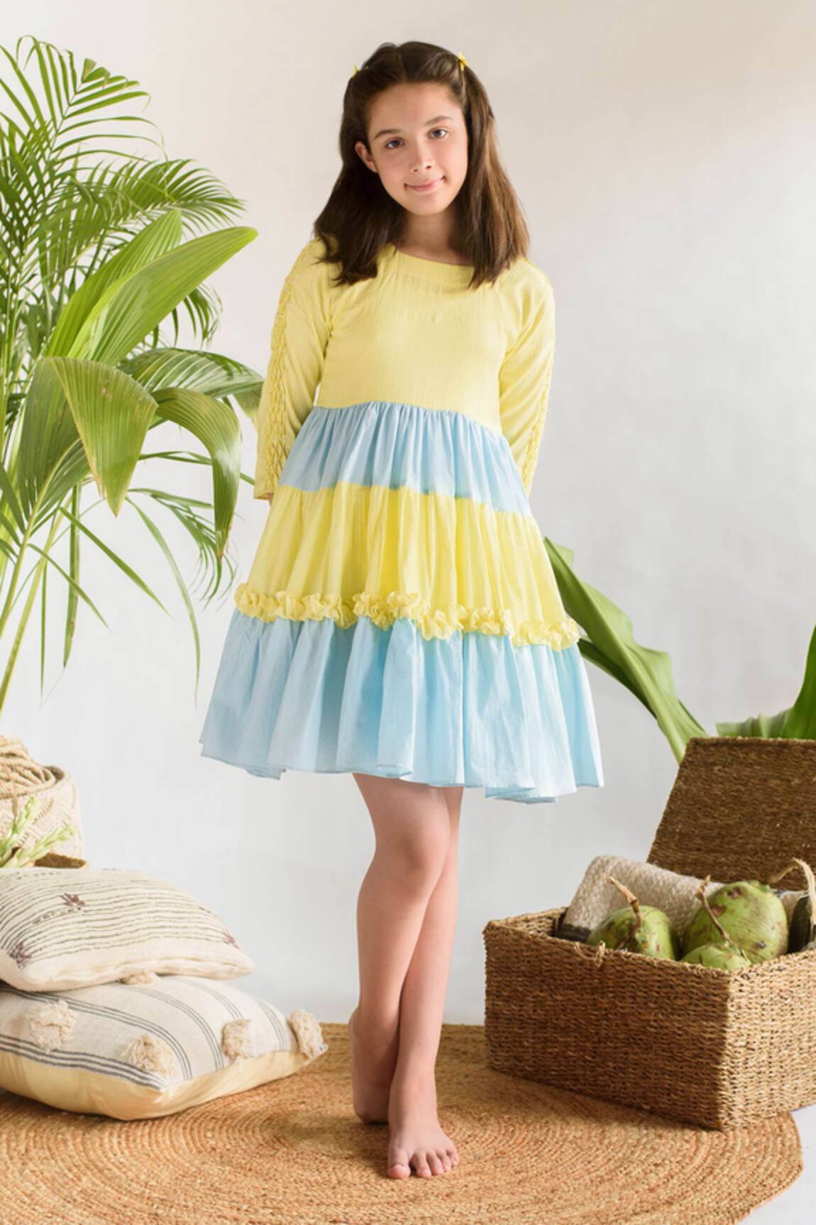 Littleens Colorblock Tiered Dress 