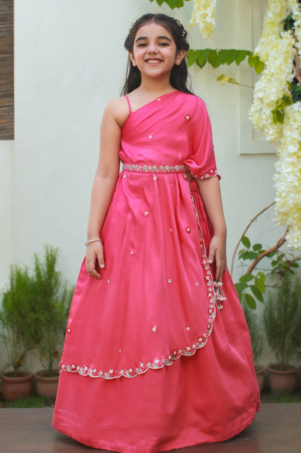 Littleens Farhat Embellished Cape & Lehenga Set 