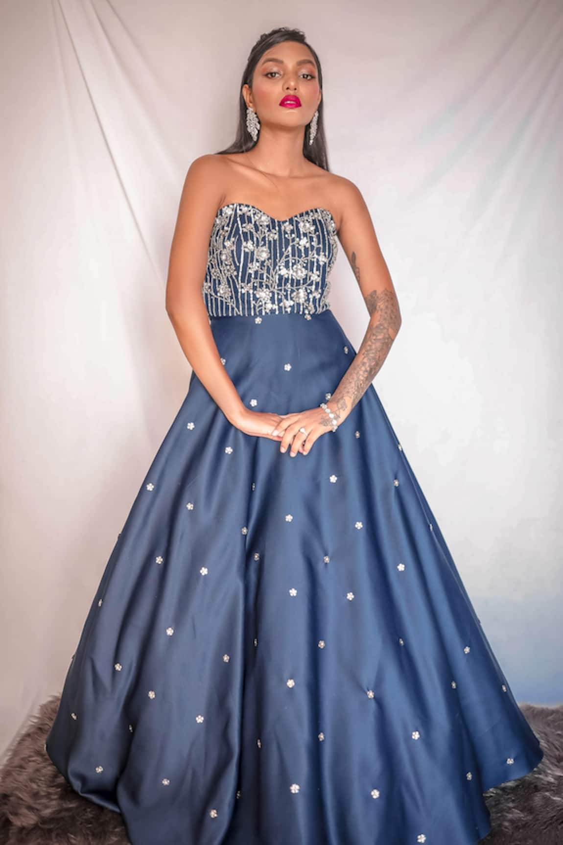 Parul Gandhi Bandeau Embroidered Gown