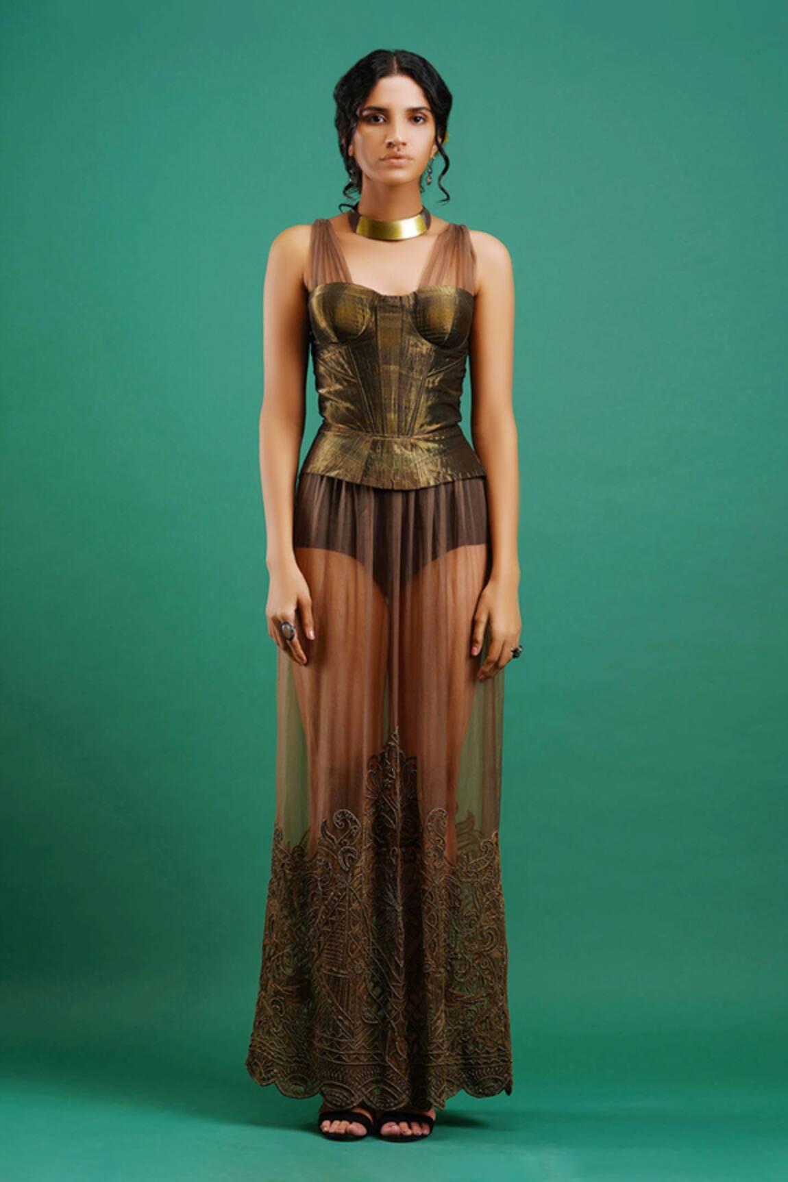 Nidhi Yasha Embroidered Dress With Corset