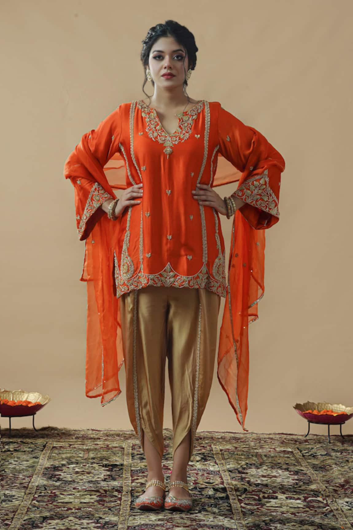 Gul By Aishwarya Embroidered Pakistani Kurta Dhoti Pant Set