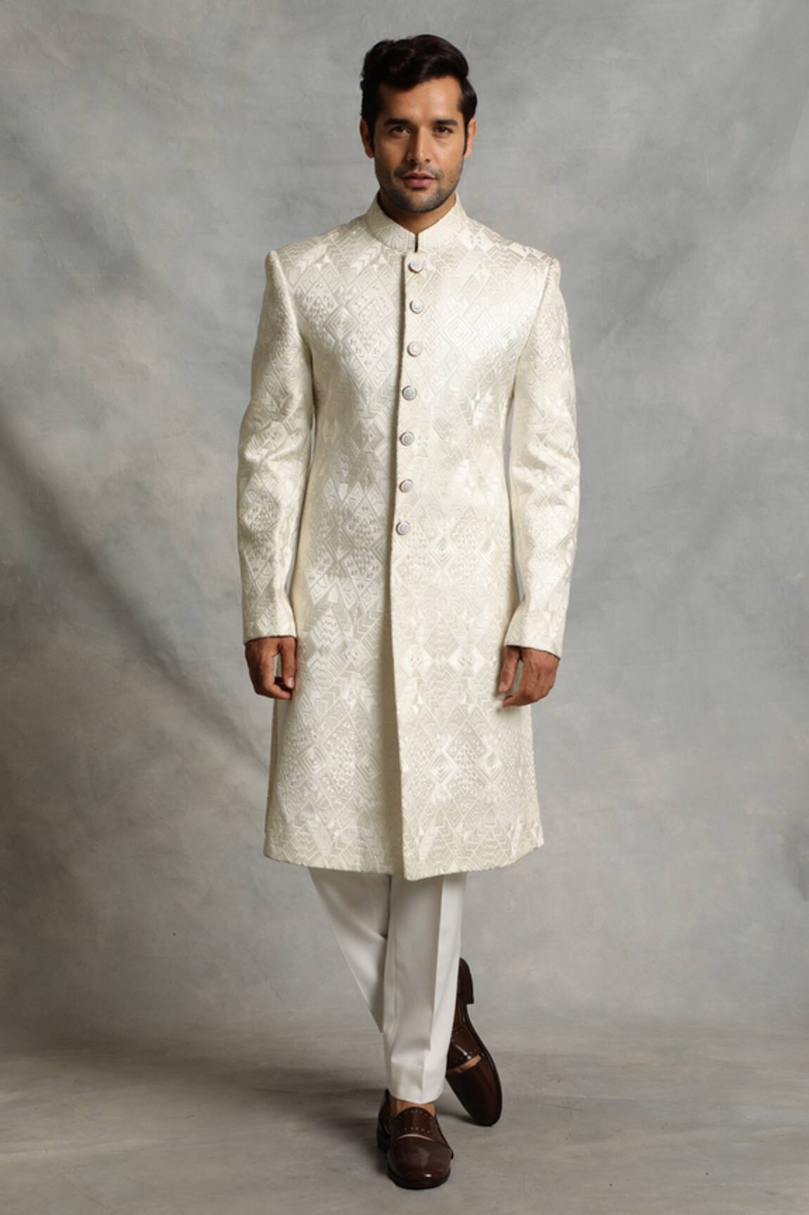 Gargee Designers Geometric Embroidered Sherwani Set 